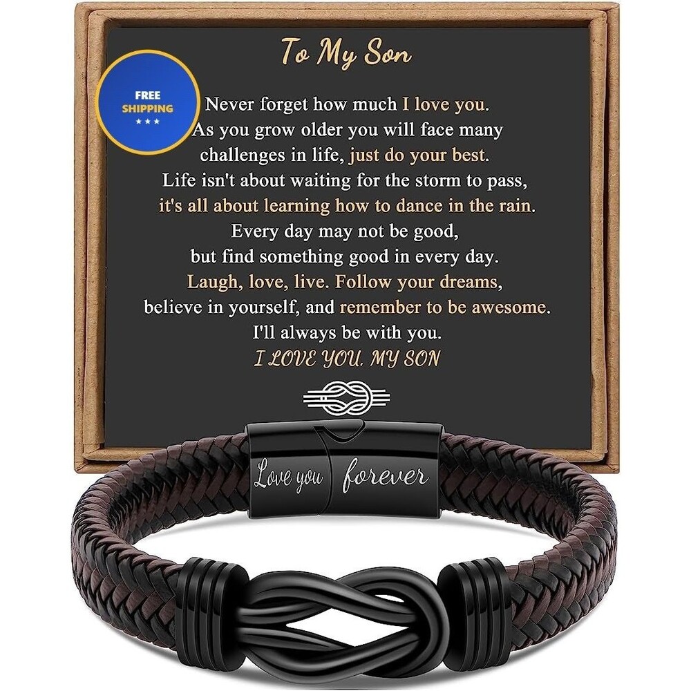 Men Infinity Bracelet for Dad Husband Boyfriend Son Grandson 8.5 inches